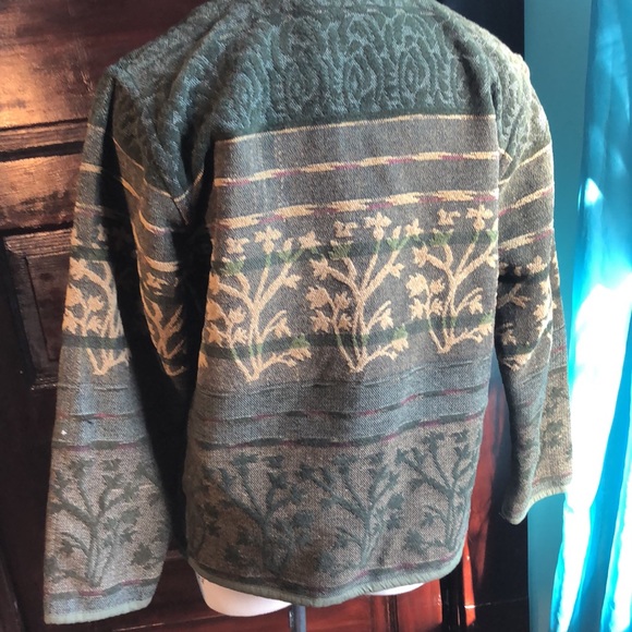 Tapestry Jacket by Flashback PXL green,gold,unique buttons/pockets floral motifs - Picture 10 of 17